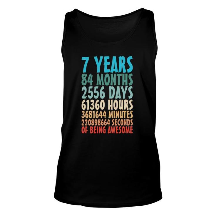 7 Years Of Being Awesome 84 Months 7Th Birthday 7 Years Old Unisex Tank Top