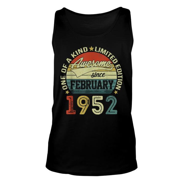70 Year Old Awesome Since February 1952 70Th Birthday  Unisex Tank Top
