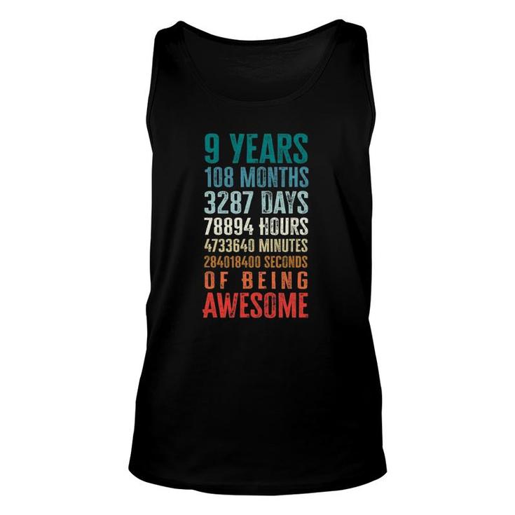 9 Years 108 Months Of Being Awesome Happy 9Th Birthday Tank Top