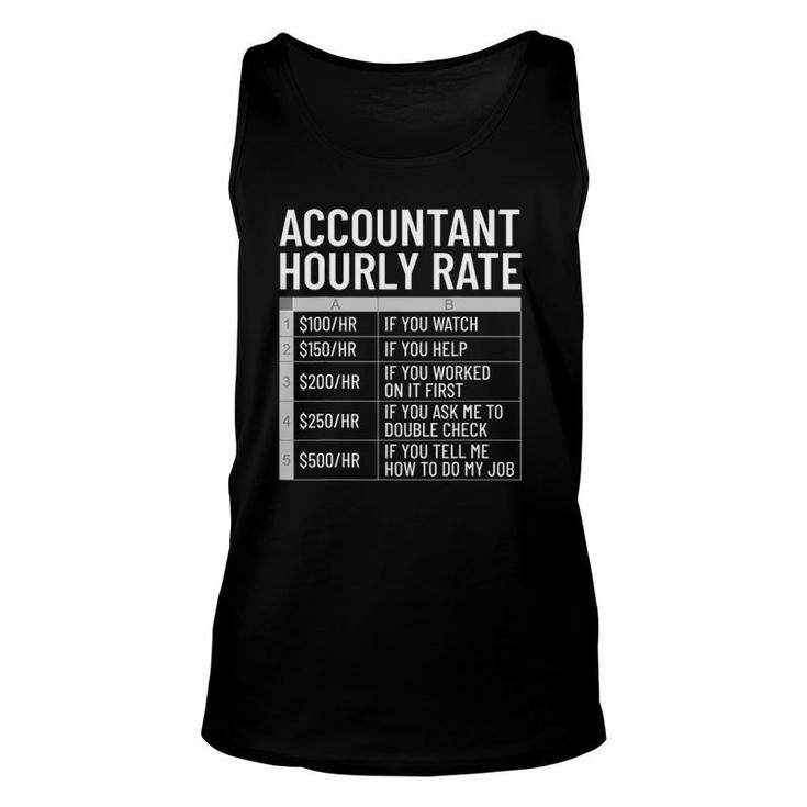 Accountant Hourly Rate Funny Accounting Theme Cpa Humor Unisex Tank Top