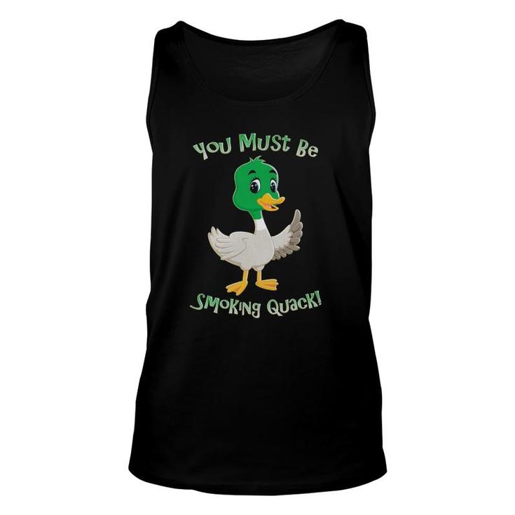 Adult Humor Duck Smoking Quack Pun Funny Dad Gifts Jokes Unisex Tank Top