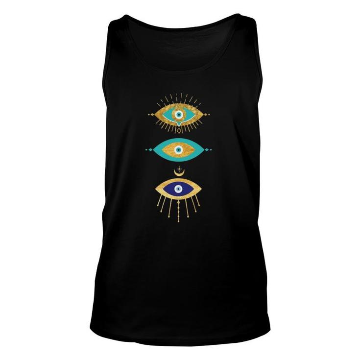 All Seeing Evil Eyes Yellow Eyelashes Curse Protection Unisex Tank Top