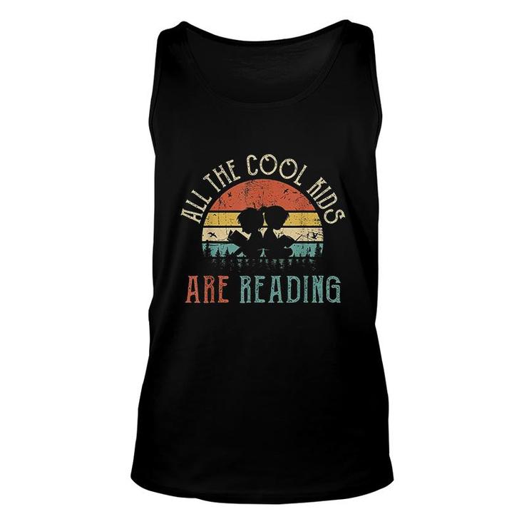 All The Cool Kids Are Reading Book Vintage Reto Sunset  Unisex Tank Top