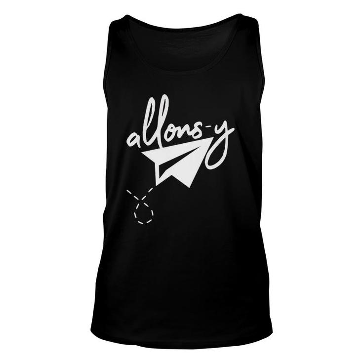 Allons Y French Let's Go Paper Plane Unisex Tank Top