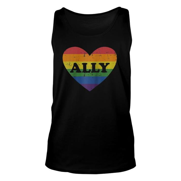 Ally Rainbow Flag Heart For Lgbt Gay And Lesbian Support Raglan Baseball Tee Tank Top