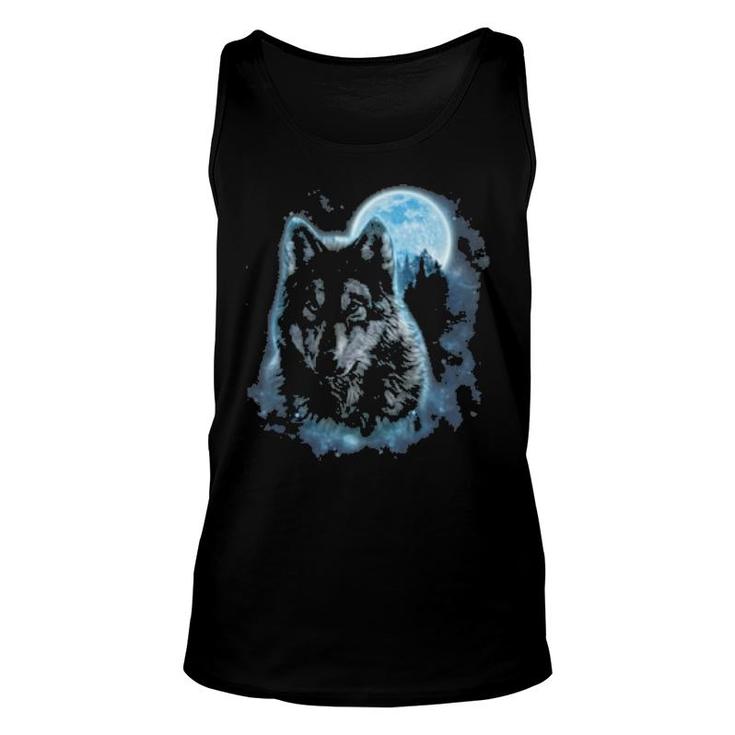 Alpha Wolf, Halloween Moon, Wolf Unisex Tank Top
