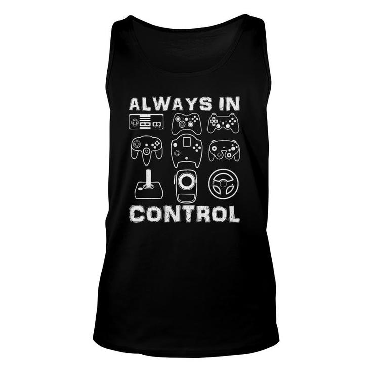 Always In Control Funny Retro Gaming Video Game Player Teen Unisex Tank Top