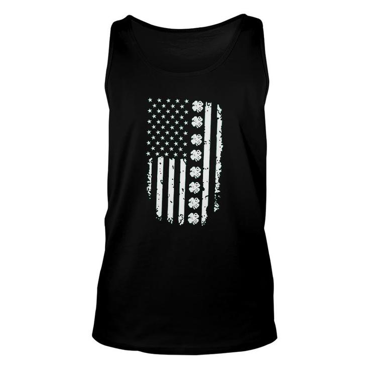 America Flag With Shamrocks Unisex Tank Top