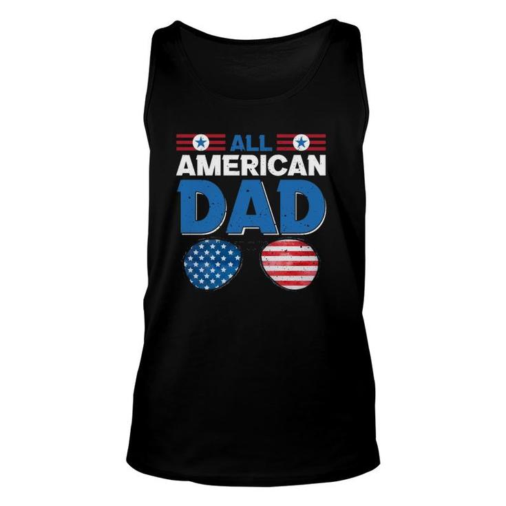 All American Dad 4Th Of July Usa American Flag Sunglasses Dad Daddy Father's Day Tank Top