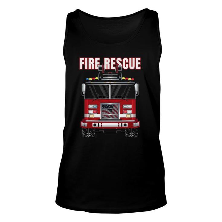 American Fire Rescue Firefighter Department Truck Fireman Unisex Tank Top