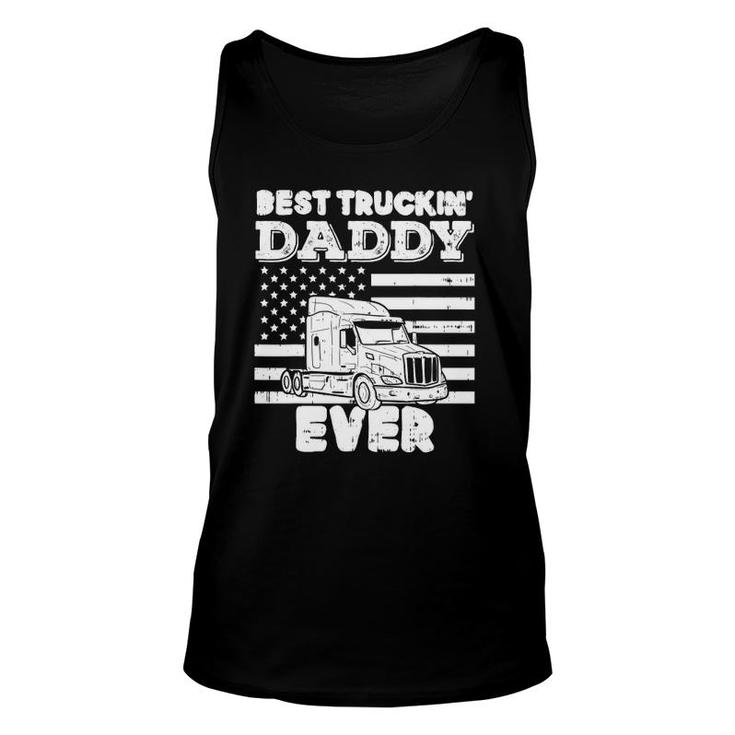 Mens American Flag Best Truckin Daddy Truck Driver Trucker Tank Top