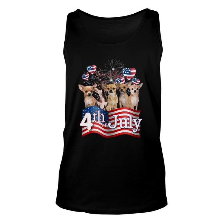 American Flag Chihuahua Dog 4Th Of July Patriotic Usa Funny Unisex Tank Top