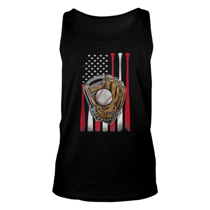 American Flag Sports Proud Baseball Player 4Th Of July  Unisex Tank Top