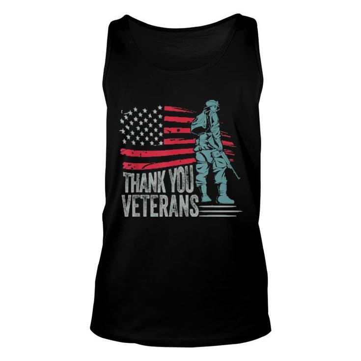 American Flag Thank You Veterans Proud Veteran  Unisex Tank Top