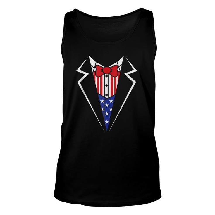 American Flag Tuxedo Bow Tie 4Th Of July Usa Merica Gift Unisex Tank Top