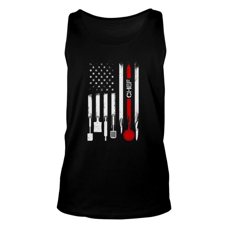 American Flag With Cheffor Women Men Father Unisex Tank Top