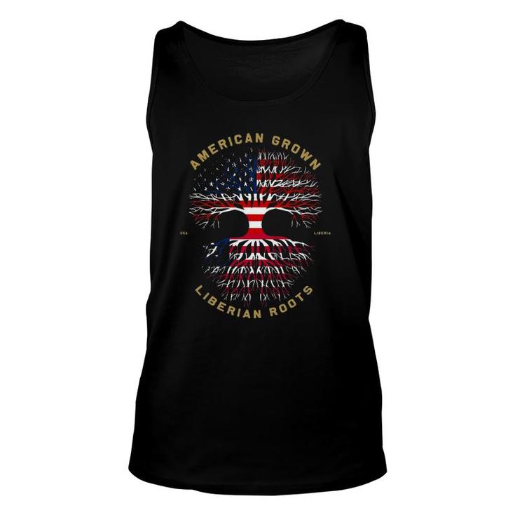 American Grown With Liberian Roots Tree Usa Flag Gifts Unisex Tank Top