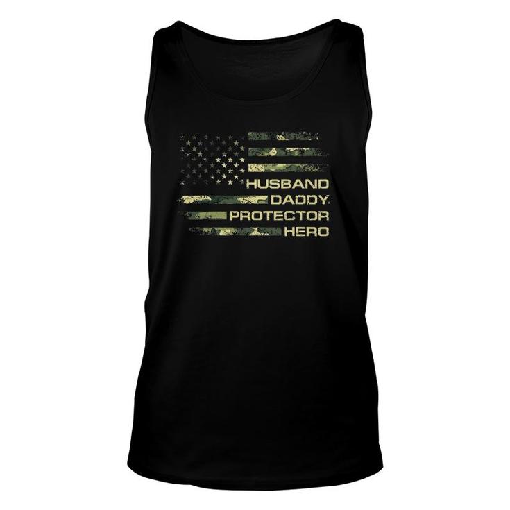 American Husband Daddy Protector Hero Army Fathers Day Unisex Tank Top