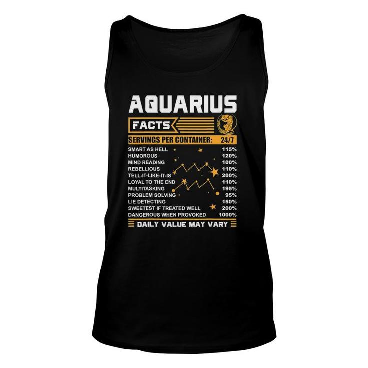 Aquarius Facts Zodiac Funny Aquarius Birthday Unisex Tank Top