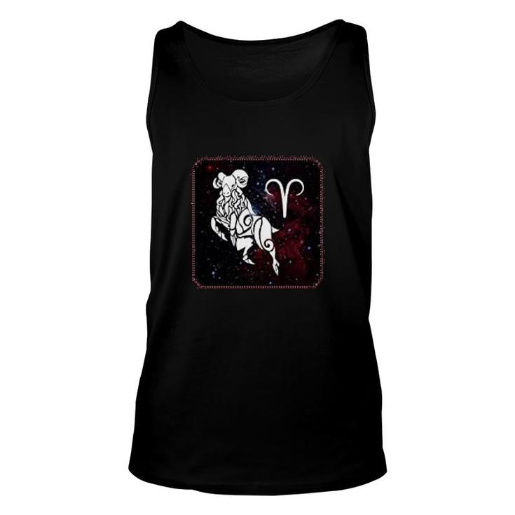 Aries Zodiac Sign Horoscope In Space Unisex Tank Top