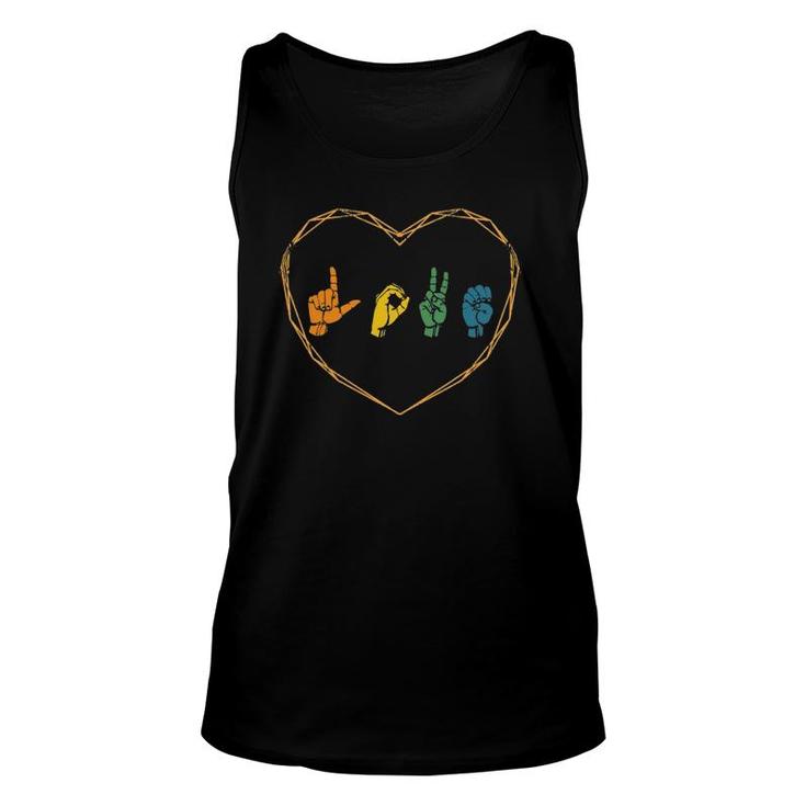 Asl Love American Sign Language Gifts Deaf Mute Finger Sign Unisex Tank Top