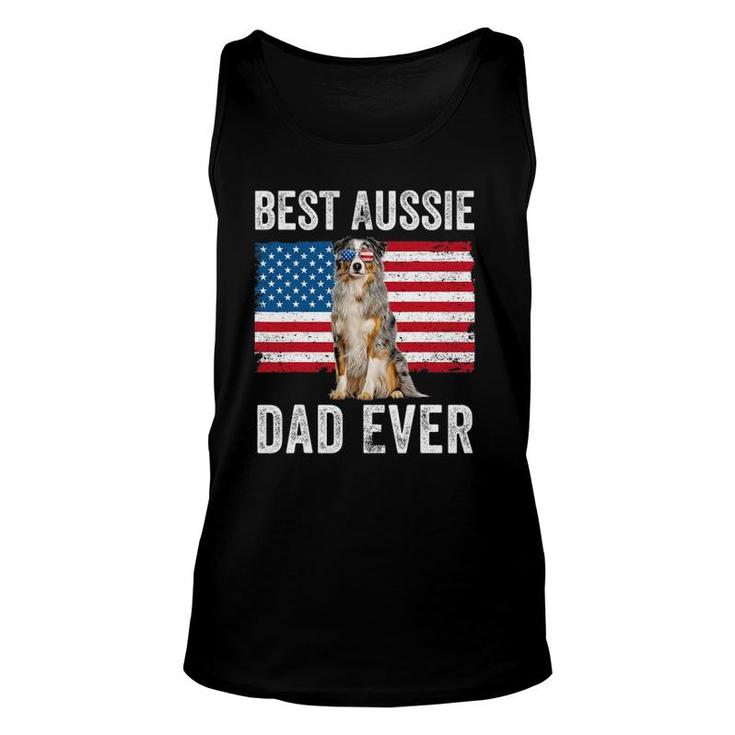 Australian Shepherd Dad American Flag Dog Lover Aussie Dad Unisex Tank Top