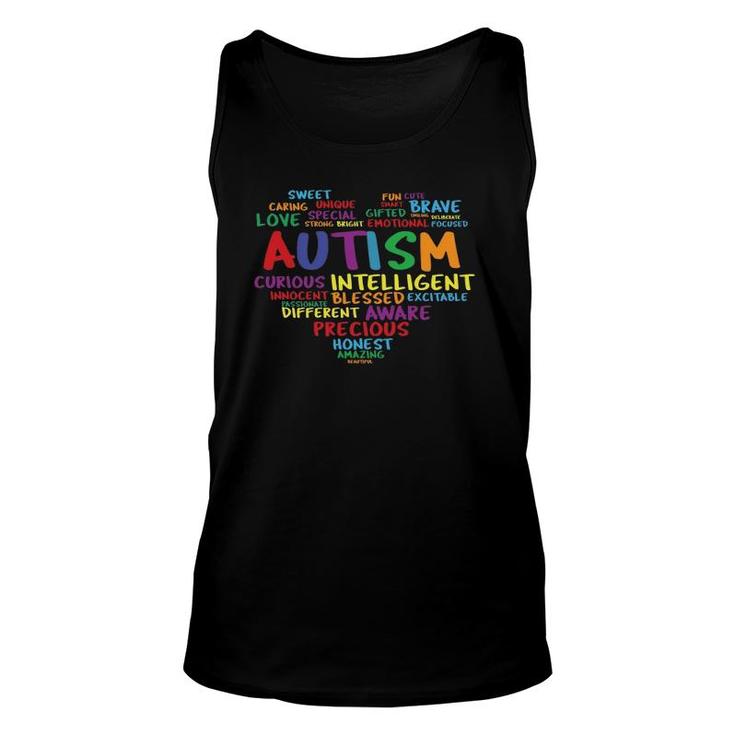 Autism Awareness Month Rainbow Heart Unisex Tank Top