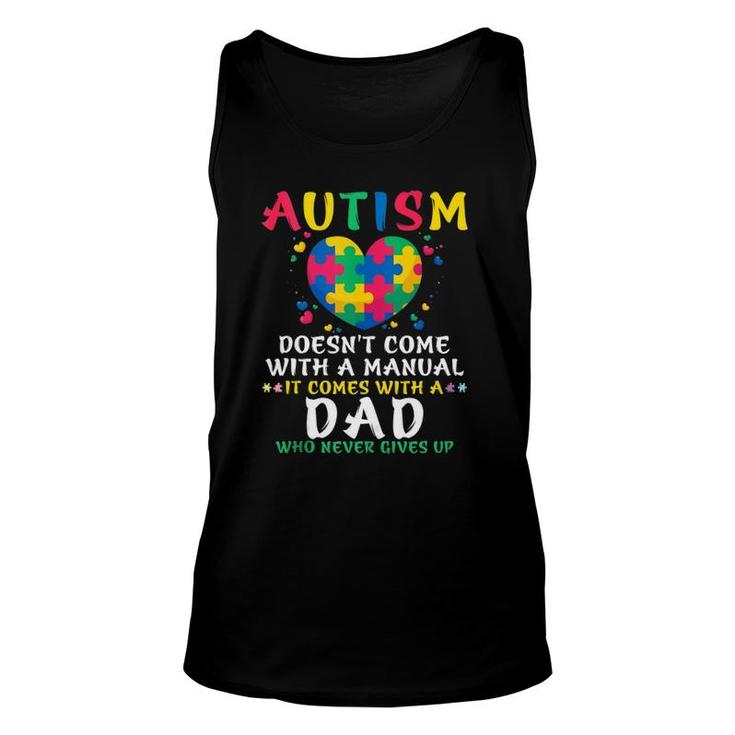 Autism Doesn't Come With Manual Dad Autism Awareness Puzzle Unisex Tank Top