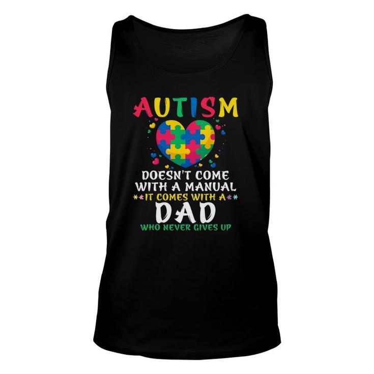 Mens Autism Doesn't Come With Manual Dad Autism Awareness Puzzle Tank Top