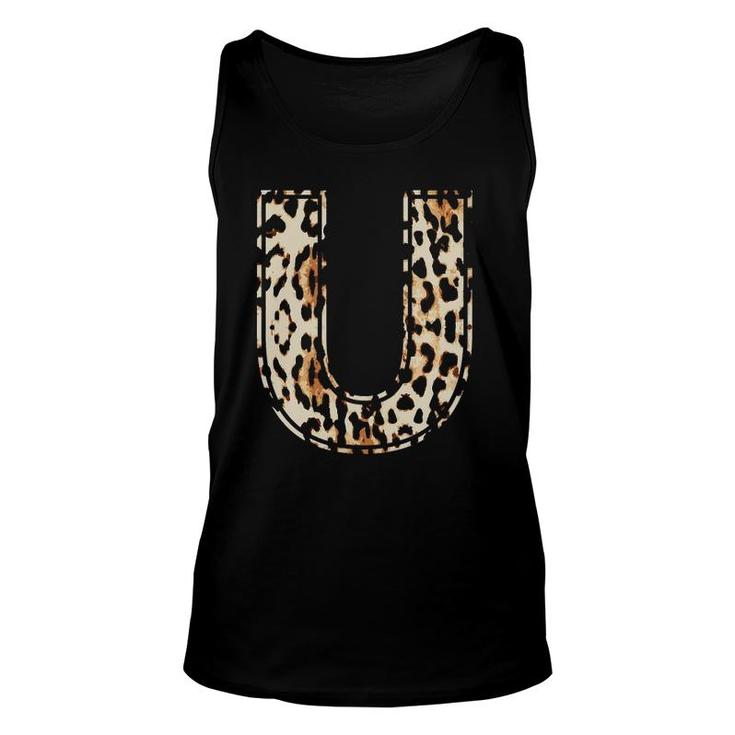 Awesome Letter U Initial Name Leopard Cheetah Print Unisex Tank Top