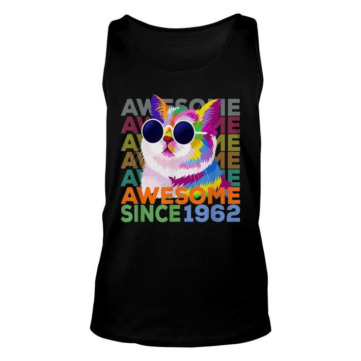 Awesome Since 1962  Funny Cat Lover 60Th Birthday   Unisex Tank Top