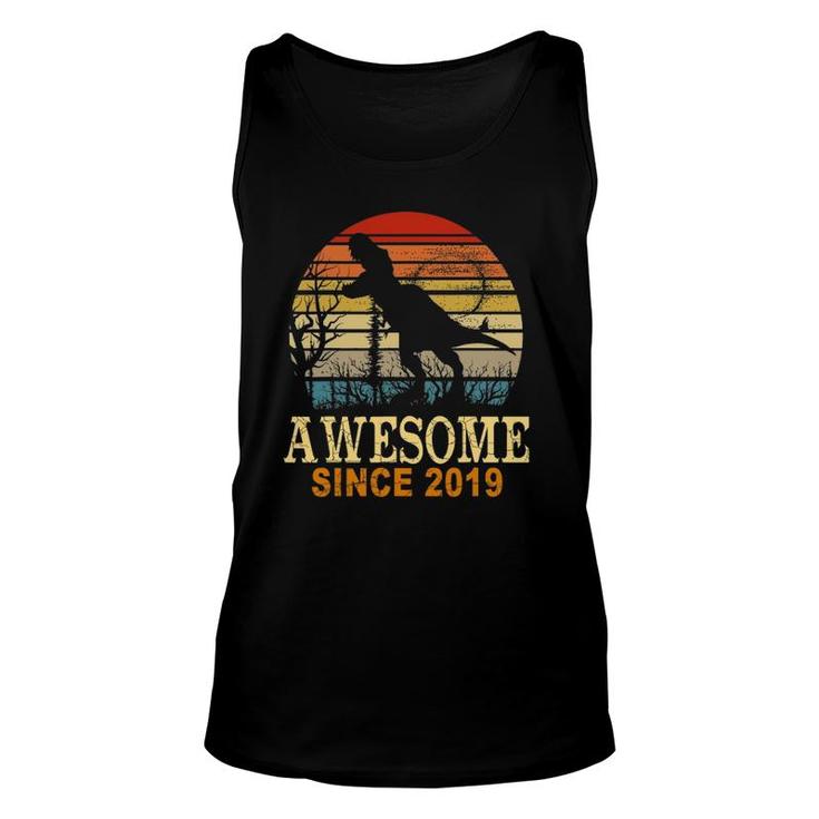 Awesome Since 2019 Dinosaur 2 Years Old 2Nd Birthday Unisex Tank Top