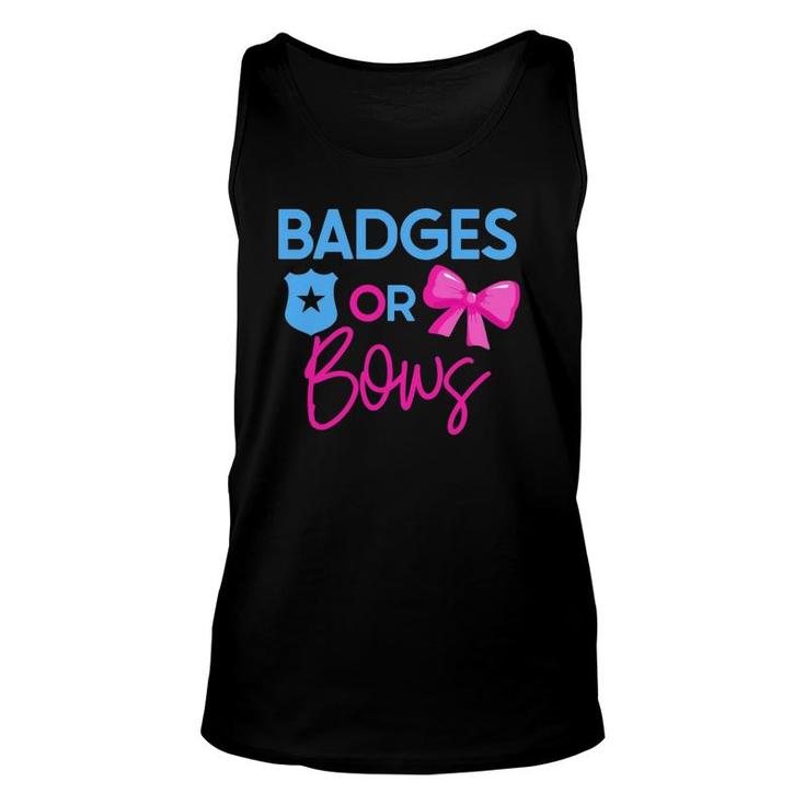 Badges Or Bows Gender Reveal Party Idea For Mom Or Dad Unisex Tank Top