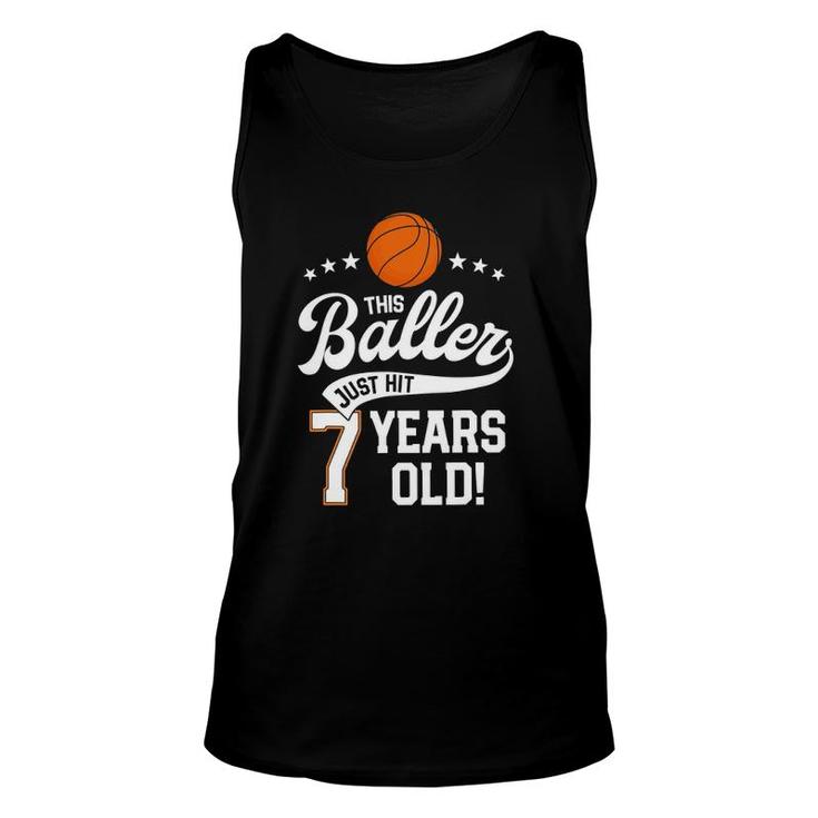 Basketball Birthday  7 Years Basketball Themed Party Unisex Tank Top