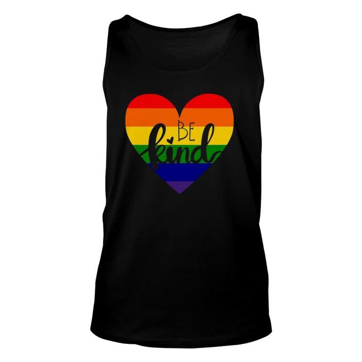 Be Kind Heart Rainbow Pride Lbgtq Awareness Unisex Tank Top