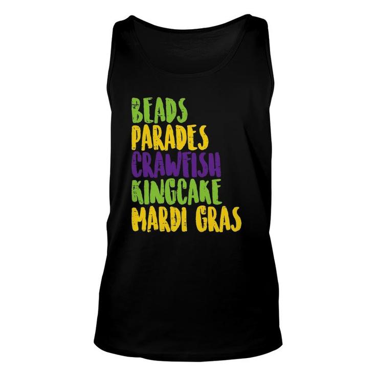 Beads Parades Crawfish King Cake Mardi Gras Carnival Gift Unisex Tank Top