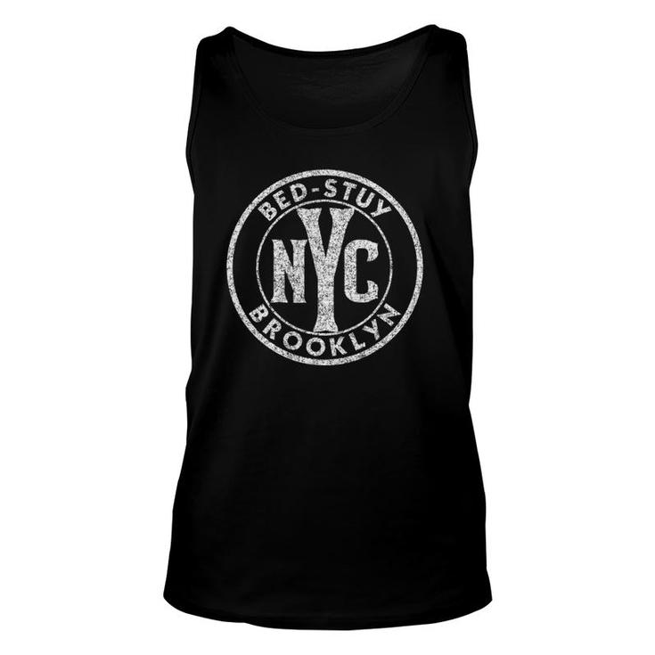 Bed-Stuy Brooklyn Vintage Sign Pink W Distressed White Print Tank Top
