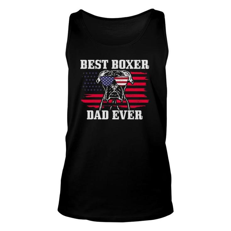 Mens Best Boxer Dad Ever Dog Patriotic 4Th Of July American Flag Tank Top