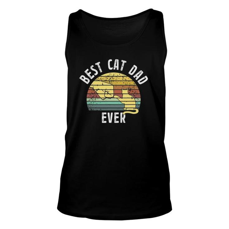 Best Cat Dad Ever Father's Day Retro Sun Cats Lovers Unisex Tank Top