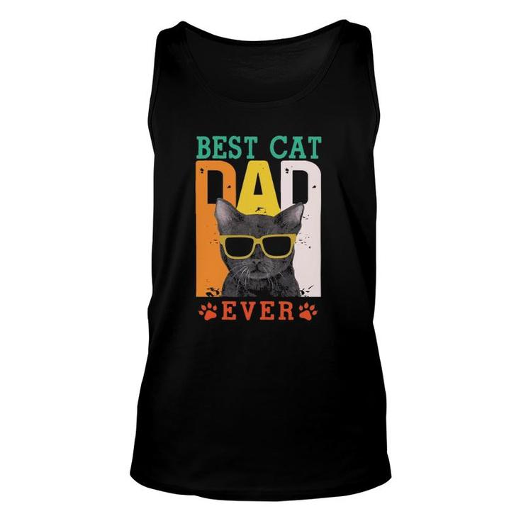 Best Cat Dad Ever Cat With Sunglasses Father's Day Dog Paw Retro Tank Top