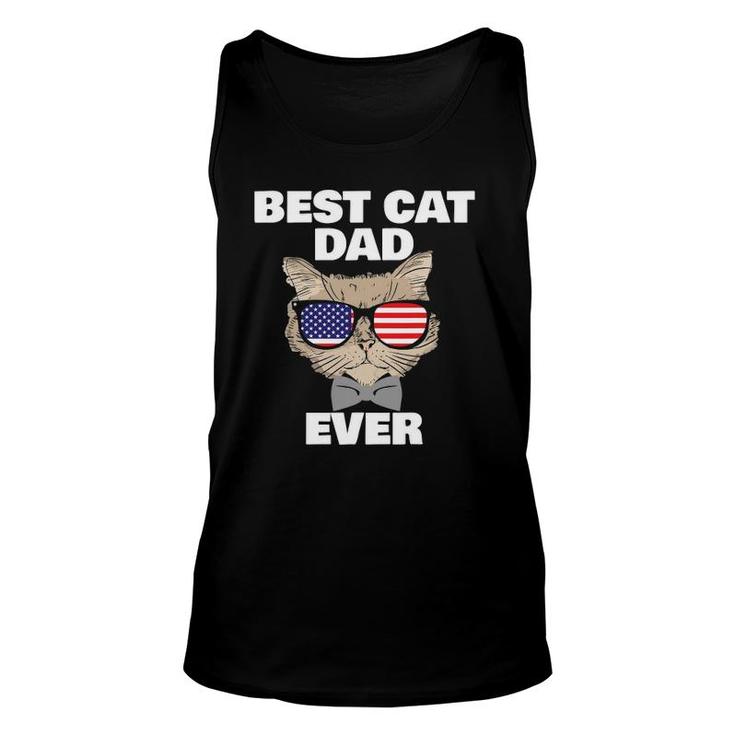 Best Cat Dad Fathers Day Men Daddy Papa Cat With Sunglasses Unisex Tank Top