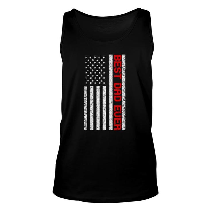 Mens Best Dad Ever Thin Red Line Dad Fathers Day American Flag Tank Top