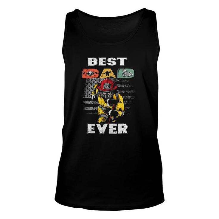 Best Firefighter Dad Ever American Flag Freaking Father Day Unisex Tank Top