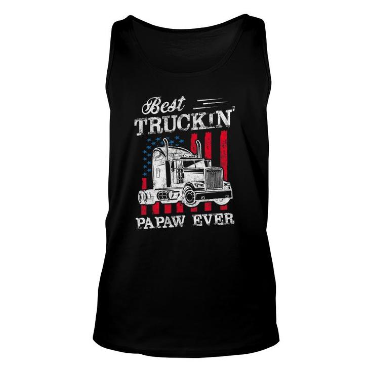 Mens Best Truckin Papaw Ever Big Rig Trucker Father's Day Tank Top