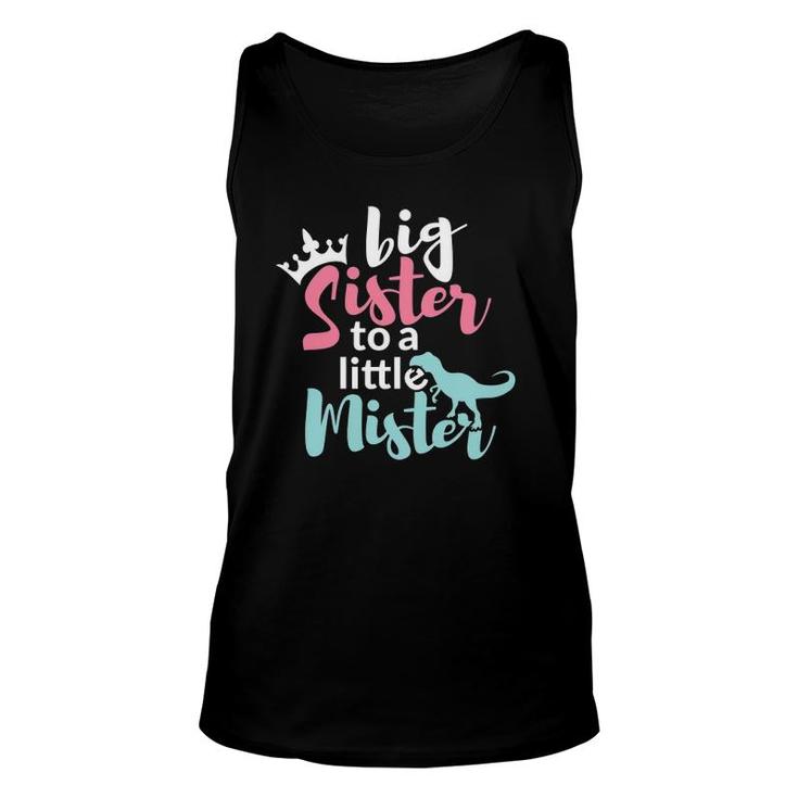 Big Sis Sister To A Little Mister Dino & Crown Gift Unisex Tank Top