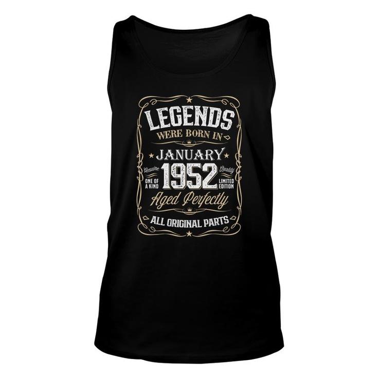 Birthday Awesome Legends Were Born In 1952 January Unisex Tank Top
