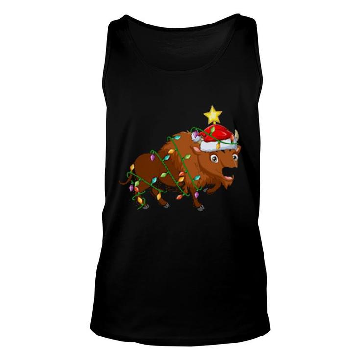 Bison Lighting Xmas Tree Matching Bison Christmas Unisex Tank Top