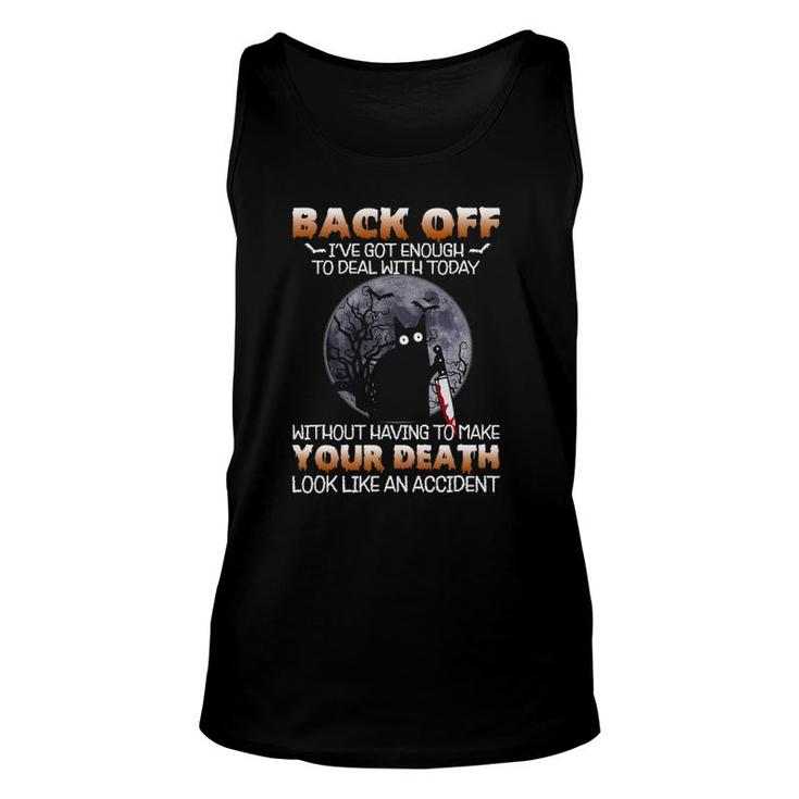 Black Cat Horror Back Off I've Got Enough To Deal With Today Tank Top