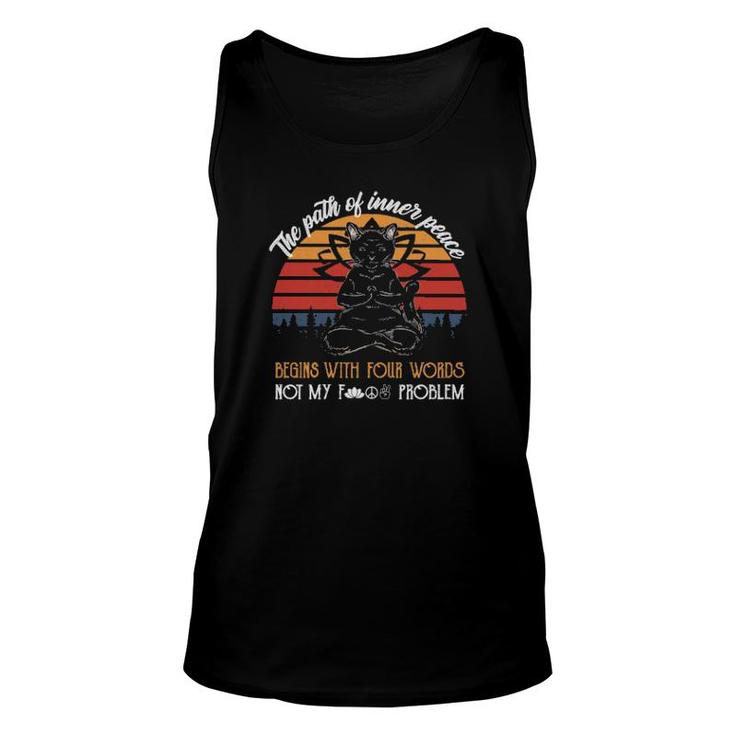 Black Cat Yoga The Path Of Inner Peace Begins With Four Words Vintage Retro Tank Top
