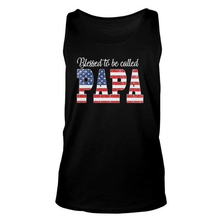 Mens Blessed To Be Called Papa Happy Father's Day American Flag Tank Top